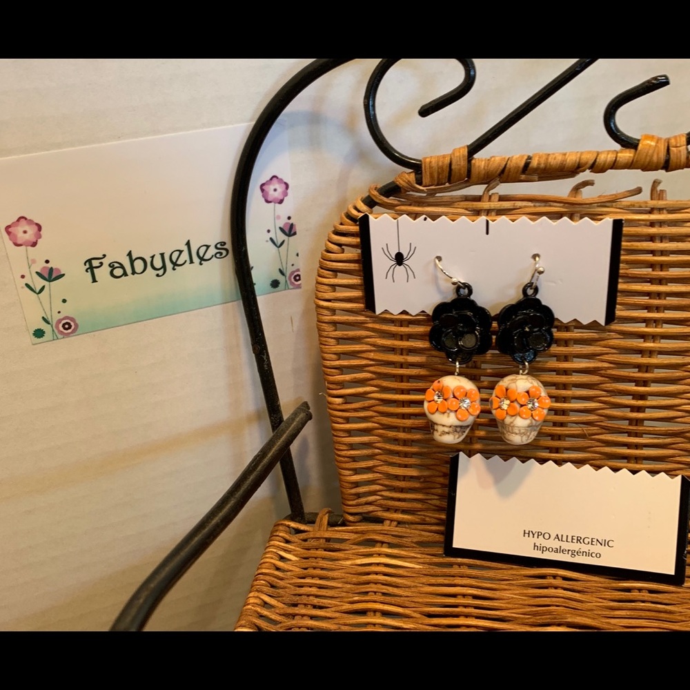 Halloween Day of the Dead sugar skull earrings